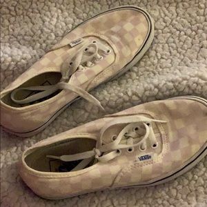 yellow and pink checkered vans